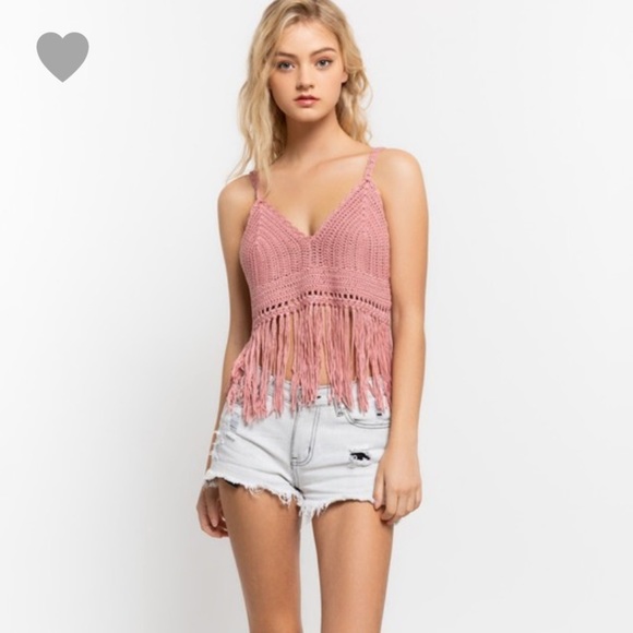 PINK Boho Crochet Fringe Festival Top - Picture 5 of 5